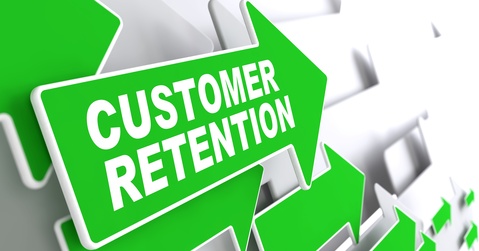 Customer Retention on Green Direction Arrow Sign.